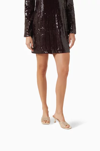 Kiva 75 Crystal Mules in Mesh & Metallic Leather