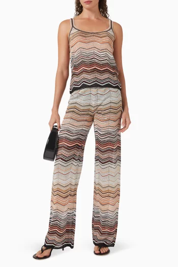 بنطال منسوج مطرز بالترتر مزيج فيسكوز