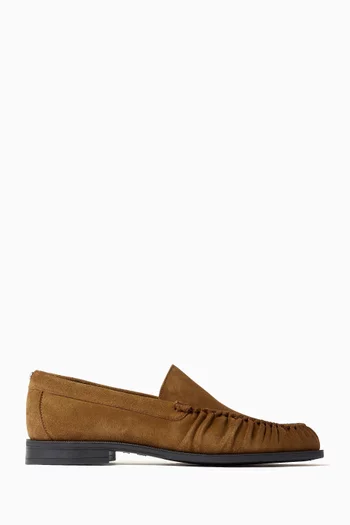 Lycia Ruched Loafers in Leather