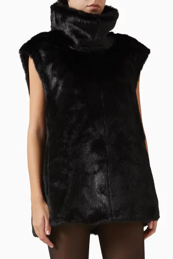 Blaire Funnel Neck Top in Faux Fur