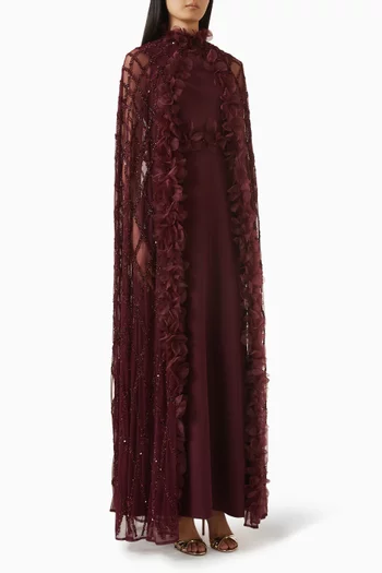 فستان سهرة مطرز بكاب