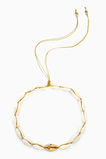 Large Concha Puka Shell Necklace in 24kt Gold-plated Brass