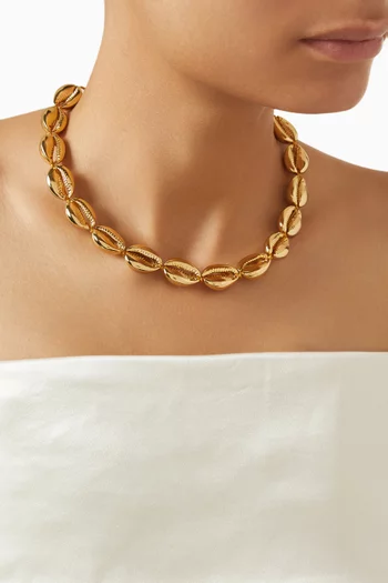 Large Puka Shell Necklace in 24kt Gold-plated Brass