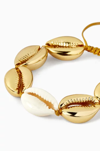 Large Puka Shell Bracelet in 24kt Gold-plated Brass