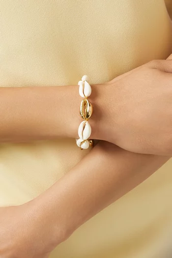 Large Puka Shell Bracelet in 24kt Gold-plated Brass