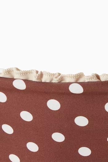 قطعة بيكيني سفلية ليلي بنقشة منقطة وكشكش