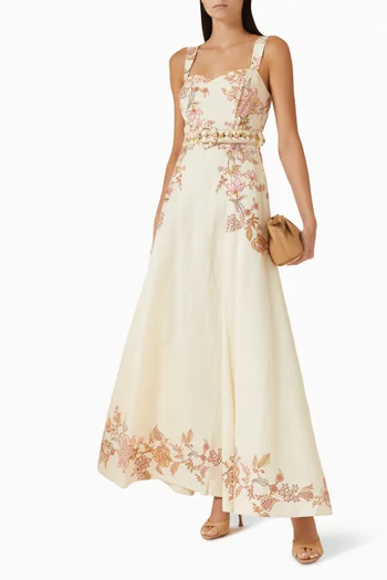 Riah Sweetheart Dress in Linen Blend