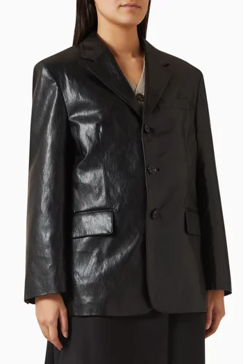 Unisex 3-button Blazer in Vegan Leather
