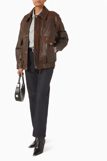 Unisex Oversized Blouson Jacket in Vintage Leather