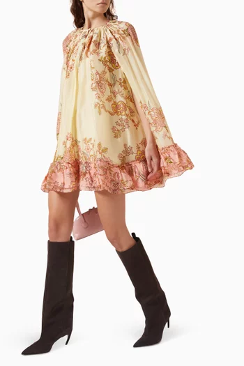 Riah Printed Cape Dress