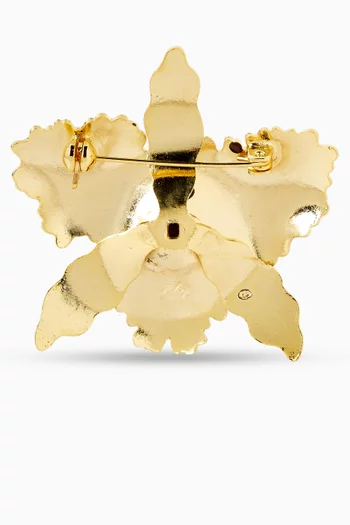 1980s Vintage Cloisonné Orchid Brooch