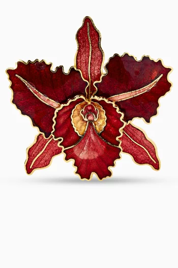 1980s Vintage Cloisonné Orchid Brooch