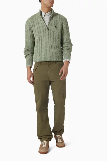 Polo Pony Cable Knit Sweater in Cotton