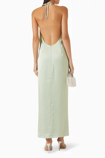 Logan Halter Maxi Dress in Satin