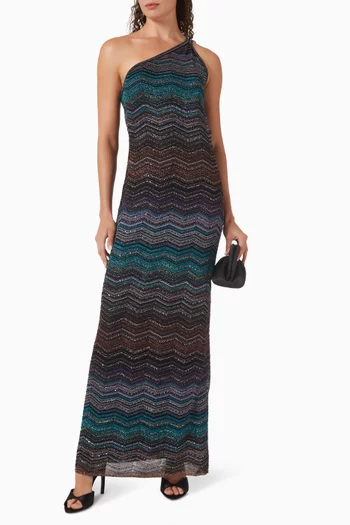 Embellished One-shoulder Dress