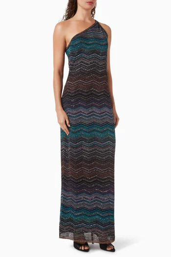 Embellished One-shoulder Dress