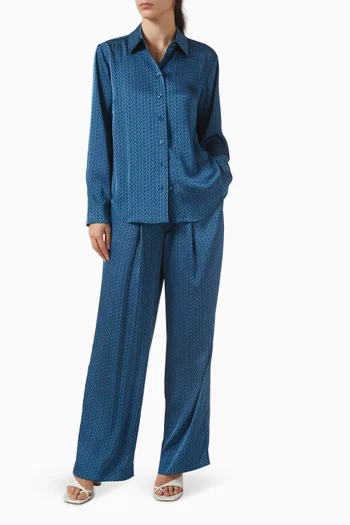 Logo Jacquard Sweatpants in Satin