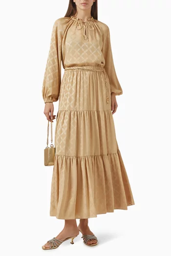 تنورة طويلة بنقشة شعار الماركة جاكار