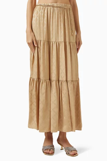 تنورة طويلة بنقشة شعار الماركة جاكار