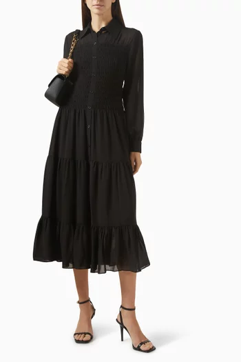 فستان بنمط قميص بكشكش جورجيت