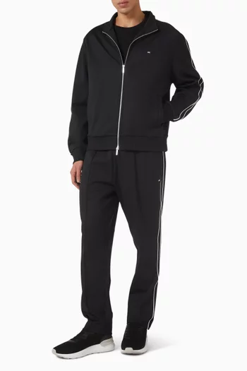 Contrast Piping Track Jacket in Stretch Nylon