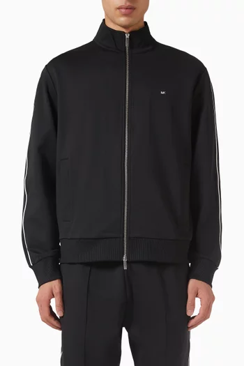 Contrast Piping Track Jacket in Stretch Nylon