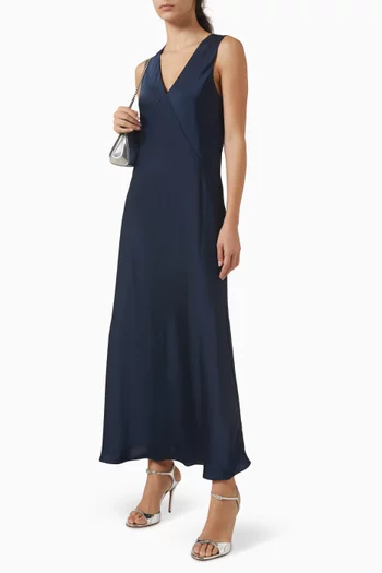 V-neck Midi Dress in Satin
