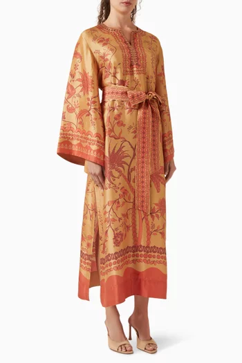 Belted Kaftan in Raw-silk