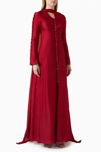 Starlit Embellished Cape Dress