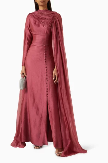 Ophira Slit Cape Gown
