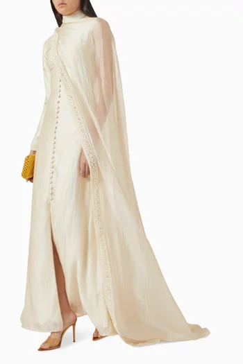Lunara Slit Cape Gown