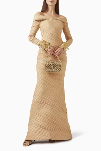 Bead-embellished Off-shoulder Gown