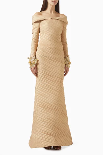 Bead-embellished Off-shoulder Gown