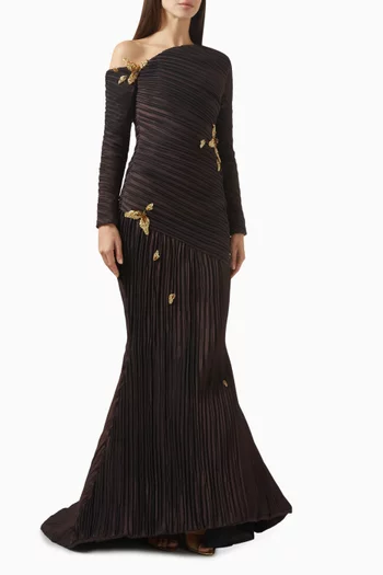 Asymmetric Pleated Gown