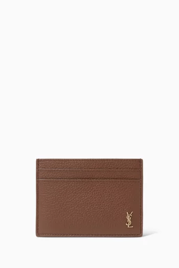 Tiny Cassandre Credit Card Case in Grained Leather