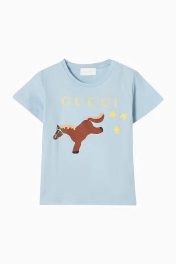 تي شيرت بطبعة شعار الماركة قطن