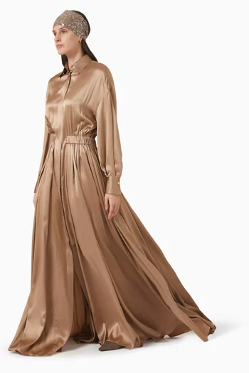 Monili Maxi Dress in Stretch Silk Satin