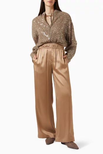 قميص بياقة صينية حرير وستان