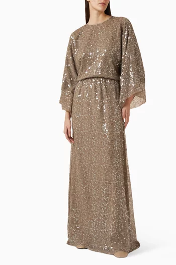 Dazzling Mirage Embellished Maxi Dress in Silk