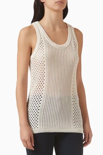 بلوزة بيري بلا أكمام نسيج شبكي