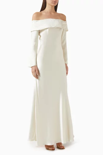 Bianca Off-shoulder Dress in Satin