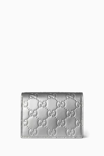 Small GG Emblem Wallet in Metallic Leather