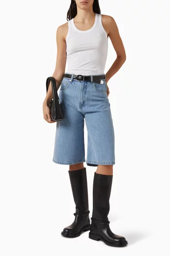 بلوزة بلا أكمام مطرزة بشعار الماركة قطن