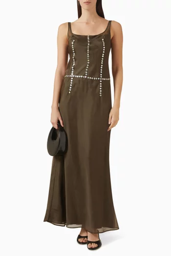 Greta Embellished Dress in Silk