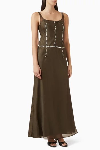Greta Embellished Dress in Silk