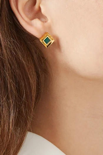 Gemstone Earrings in 22kt Gold-plated Brass