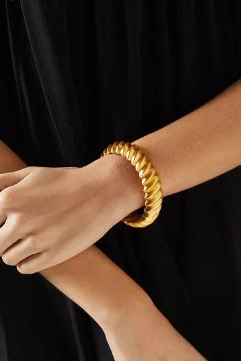 Ridged Bangle in 22kt Gold-plated Brass