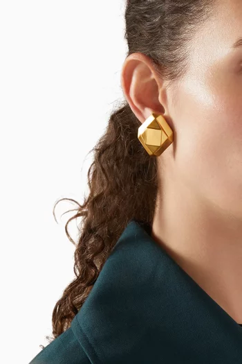 Diamond Clip-on Earrings in 22kt Gold-plated Brass