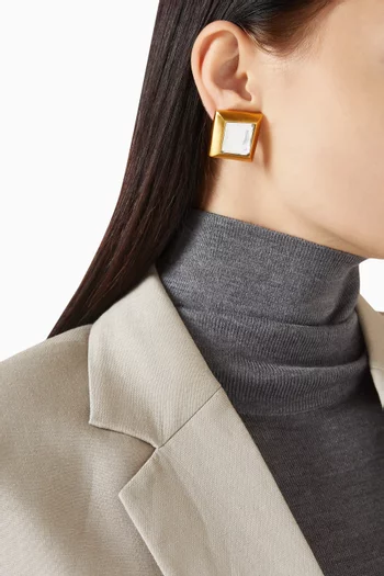 Sculpted Crystal Clip-on Earrings in 22kt Gold-plated Brass