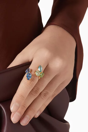 خاتم جيما بتصميم مفتوح معدن مطلي بلون ذهبي